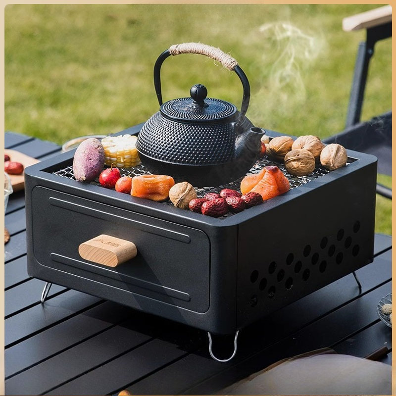 Outdoor Camping Furniture - Portable Charcoal BBQ Grill Square Enclosure