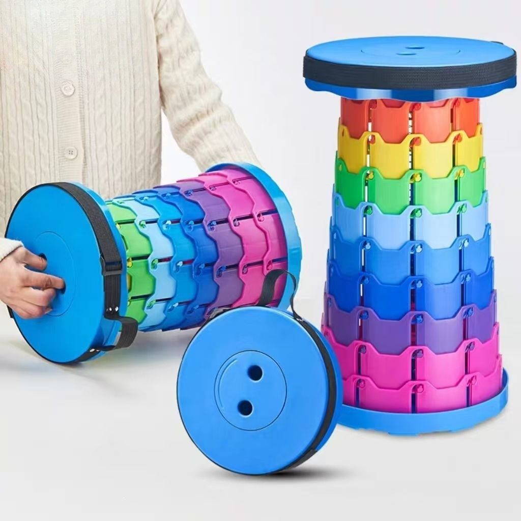Outdoor Camping Furniture - Rainbow Telescopic Camping Stool Portable Thickened