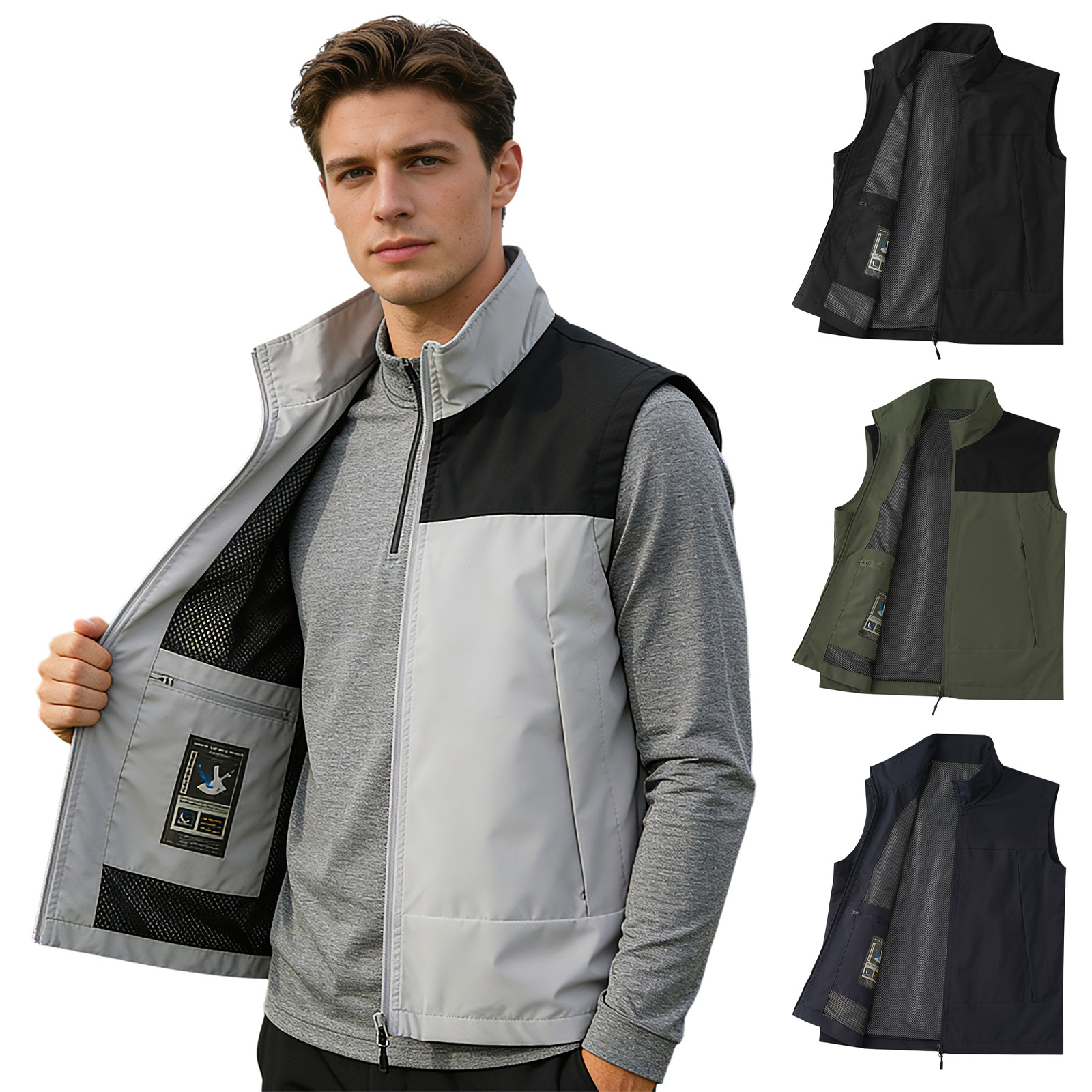 #M-5XL Men Golf Vest Stand Col - огляд і ціна Outdoor Camping Jacket